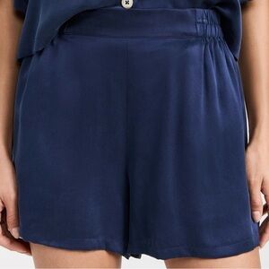 Barney’s New York Navy Blue Silk Shorts
